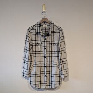 7 Diamonds | Generation Long Sleeve Shacket | White and Black | Medium